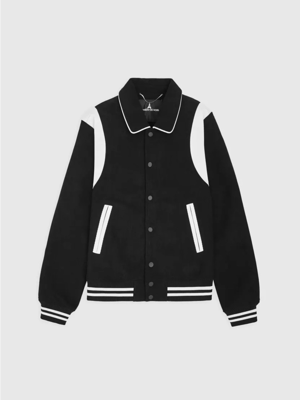 Maniere De Voir Black & White Contrast Varsity Bomber Jacket